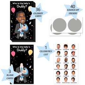 Funny Baby Shower Games Scratch Off Card, Guess Dad Scratch Off Lottery Ticket Raffle Cards Baby Shower Game, Baby Shower Party Icebreak Game Ideas for Boy and Girl, who is the Baby's Daddy- Black