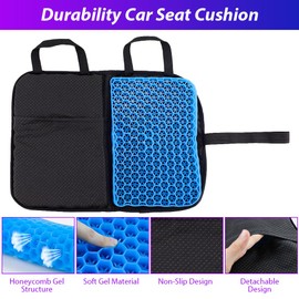 Jaxbo Gel Seat Cushion,Portable Car Seat Cushion,Massage Travel Cushions for Long Sitting Trips,Thick Gel Seat Cushion for Pressure Relief,Office Chair, Car,Kayak，Coccyx，Wheelchair
