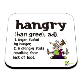 CS447 Defination Hangry Novelty Funny Coffee Tea Drink Gift Glossy MDF Wooden Coaster