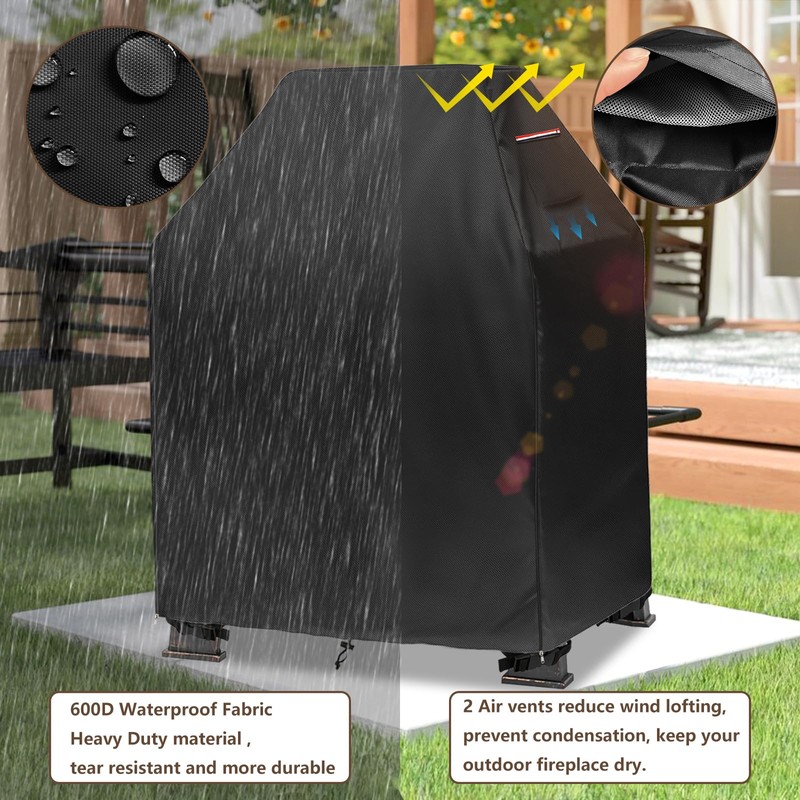 Outdoor Fireplace Cover,Heavy Duty 600D Waterproof Square Chimineas Fireplace Covers,Cover