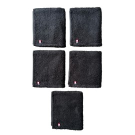 Imabari Towels, Black Face Towels, Set of 5, 13.4 x 29.5 inches (34 x 75 cm), Thin Thread Uses, Lightweight and Easy to Dry; Easy to Use: kainoo 100% Cotton, Skin-friendly, Cute, 100% Cotton, Stylish