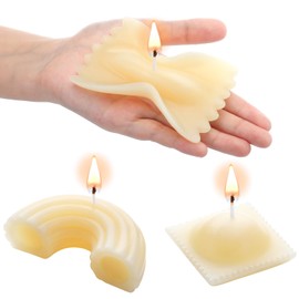 Conelist 3 Pcs Pasta Noodle Candle Macaroni Ravioli Farfalle Shaped Wax Candles Decoration Cute Food Shaped Gifts for Pasta Lovers Italian Kitchen Party Decoration Favors