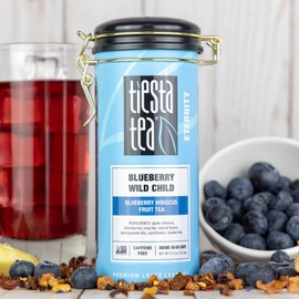Tiesta Tea Blueberry Wild Child | Loose Leaf | Blueberry Hibiscus Herbal Tea | Premium Non-Caffeinated Blend | Make Hot or Iced | Brews Up to 50 Cups | 5.5 Ounce Refillable Tin