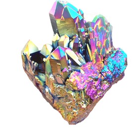 Steinfixx® - Rock Crystal Level with Rainbow Aura | Quartz Aura I Titanium Aura I Flame Aura | Druse I Cluster | Healing Crystal I Healing Stone I (115-150 g)