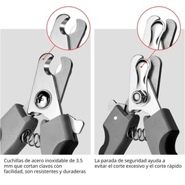 Wolfi Cortaúñas para Perro y Lima de uñas Color Azul/Mecanismo de Corte Seguro para Evitar Cortar de más Las uñas de tu Mascota/Uso Veterinario Profesional (Gris)