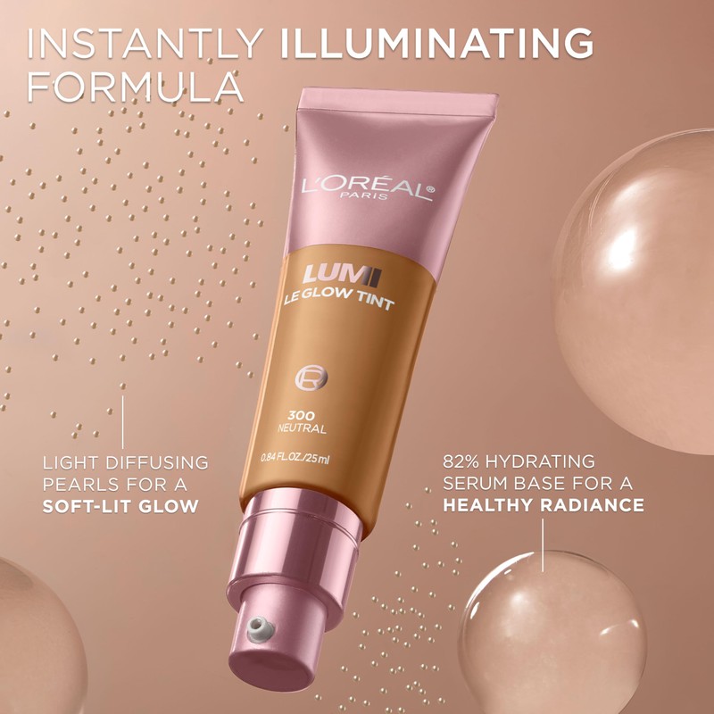 L'Oreal Paris Lumi Le Glow Skin Tint, Lightweight Water-Based Tinted