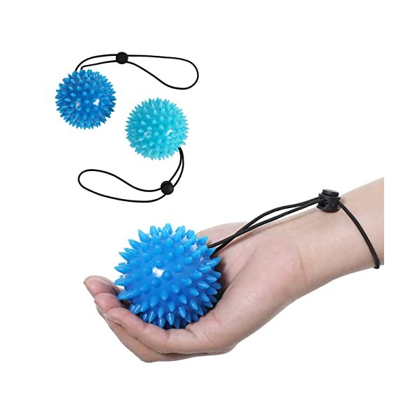 Hand Grip Exerciser Balls-2pcs Hand Balls for Exercise and Physical Therapy - Adjustable Wrist Strap Stress Relief Ball Relieve Wrist & Thumb Pain for Kids, Elderly and Adults