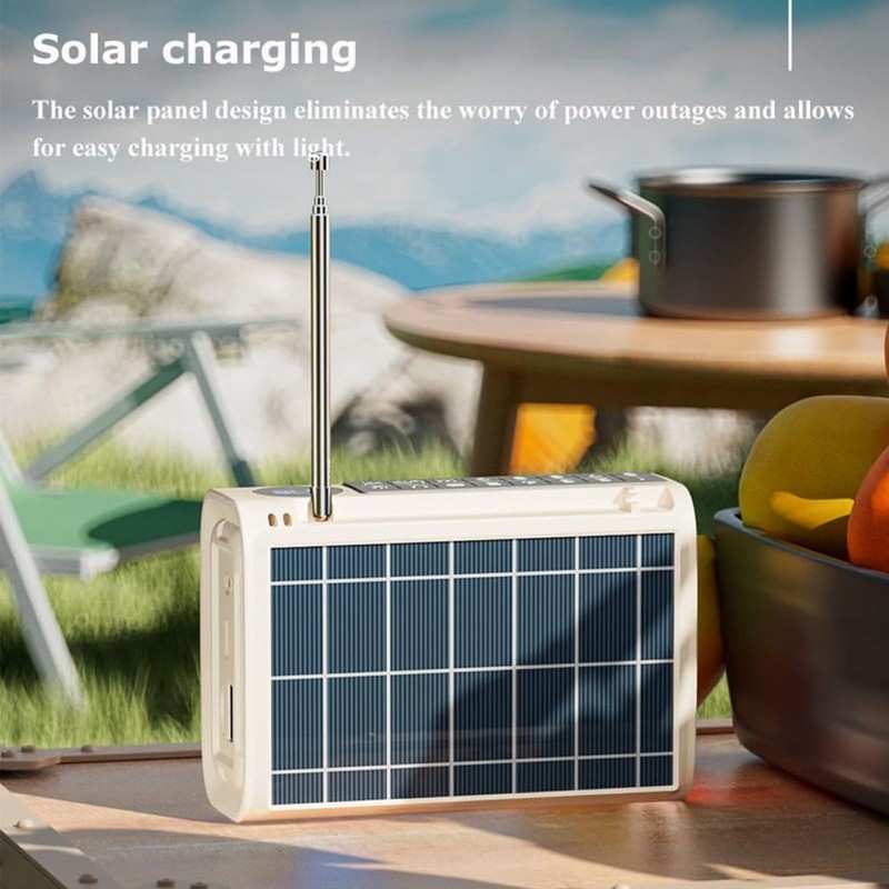 Fahgaer Mini Portable FM Radio Outdoor Solar Radio Bluetooth Speaker