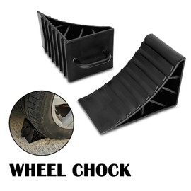 AUTOXBERT Heavy Duty Wheel Chock Parking Block Portable Non Slip Universal Triangle Base With Handle For Motorhome Campervan Trailer Car