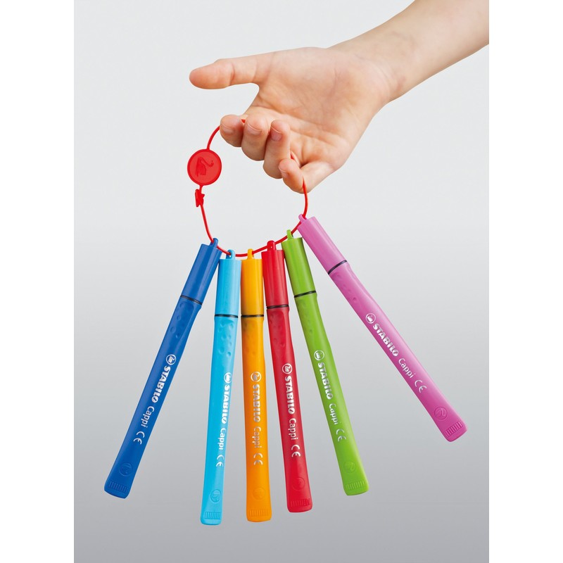 Fibre-Tip Pen with Cap-Ring - STABILO Cappi - Pack of