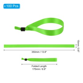 PATIKIL Disposable Cloth Wristbands for Events, 100 Pcs Adjustable Cloth Event Wristbands Colored Wrist Bands for Concert Club Parties, Grass Green, 13.8"x0.6"