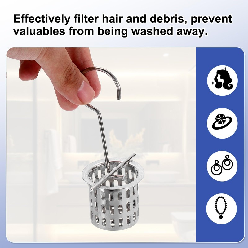 sourcing map Hair Strainer, 304 Stainless Steel Shower Drain Strainer