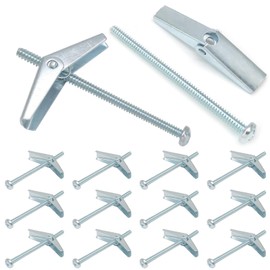 Rierdge 12 Pcs 3/16 x 3 Inch Heavy Duty Metal Drywall Anchors, Spring Toggle Bolts, Round Head Toggle Wing Nut Bolt for Hanging Heavy Items on Drywall Wood