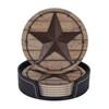 6 Pcs Western Metal Texas Brown Star Leather Coasters for