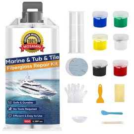 MOSAMNI Gel Coat Repair Kit for Boats (Color Match), Marine Fiberglass Gelcoat Repair Kit for Boats Fixes Holes Chips Pits Cracks Dents Scratches on Fiberglass, Acrylic, Porcelain