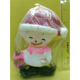 Unbranded 5 INCH VINTAGE ELF CANDLE PINK WHITE GOLD GREEN RED MADE IN HONG KONG