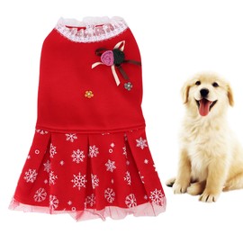 Pet Cotton Dress Clothes Christmas Costume with Snowflake Pattern for Dog Cat