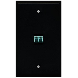 RiteAV - 1 Port LC Fiber 10GB Duplex Wall Plate - Black - Bracket Included