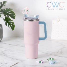 COOK WITH COLOR 8 PCS Straw Covers Straw Toppers for Tumblers - Cute Reusable Caps in Various Shapes for 8 mm Straws, Flowers