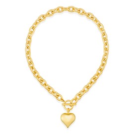 QKEOISUD Chunky Gold Heart Toggle Necklace for Women,Declaration Simple and Versatile Sweet Alloy Women's Accessories