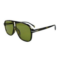 QVKUUT Retro Rectangular Sunglasses for Men and Women Rectangle Retro Glasses with Double Bridge, Green leopard/green