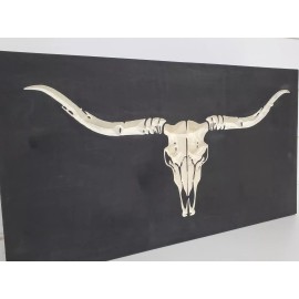 Knotty Oar Wood Shop Longhorn Skull Hidden Gun Storage Safe Concealment Pistol Cabinet Dark Rustic - Without, Add Light