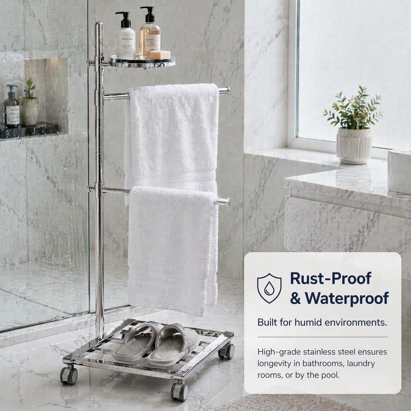 LOFIR Pool Outdoor Towel Rack, Heavy Duty Standing Towel Rack
