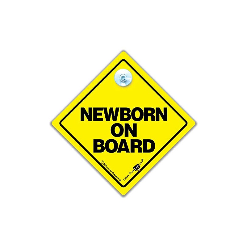 Newborn On Board Car Sign, Super Bright Yellow and Black