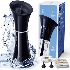 KAUGIC Electric Ear Washer with Double Tank - Smart Temperature Sensor, IPX7 Waterproof, 4 Water Pressure Modes, Includes Cotton Buds - Adult - Black Blue
