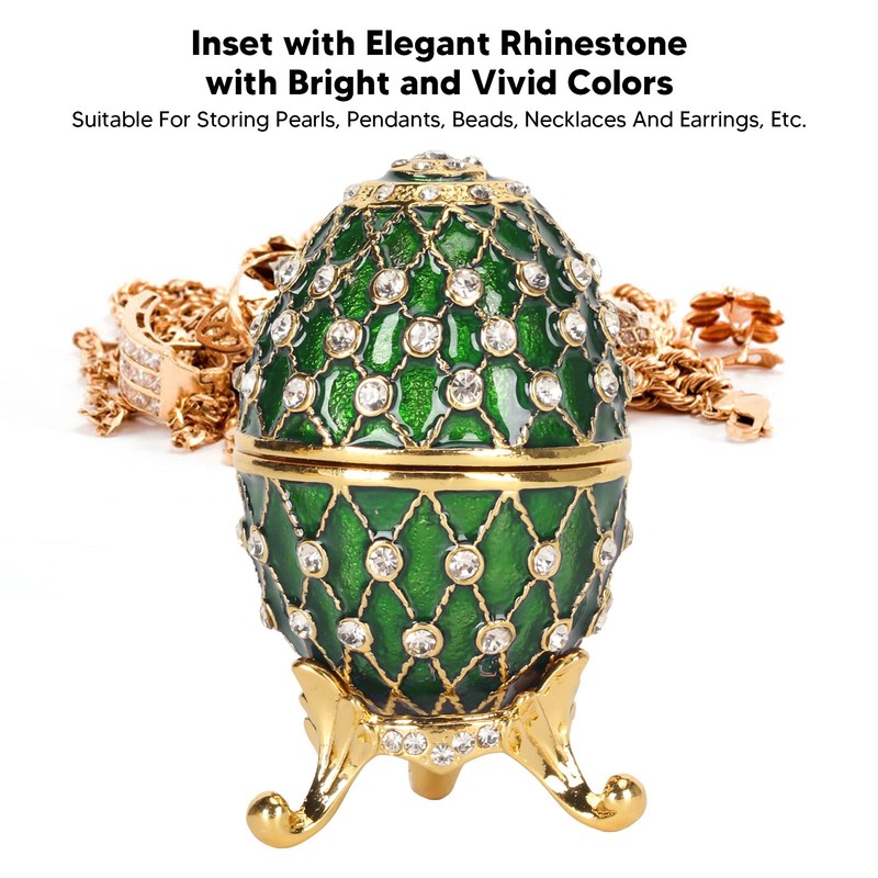 Egg Trinket Box Zinc Alloy Sparkling Rhinestone Exquisite Elegant Metal