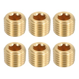 sourcing map 6Pcs Brass Pipe Plug Fitting, 1/16" NPT Male Hex Counter Sunk Plug, Internal Thread Socket Pipe Plug for Closing the End of Pipe, Air Tanks