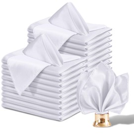 Aormenzy 25 Pack White Satin Napkins 12 x 12 Silky Napkins, Party Cloth Napkins Square Satin Napkins,Dining Table Napkins Soft Cloth Napkins for Wedding,Banquet,Party Decoration