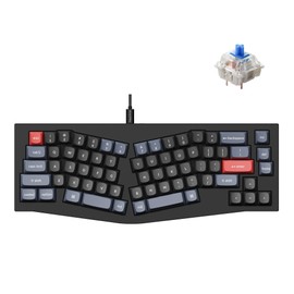 Keychron Q8 Wired Custom Mechanical Keyboard, 65% Alice Layout QMK/VIA Programmable with Hot-swappable Gateron G Pro Blue Switch Double Gasket Compatible with Mac Windows Linux (Black)