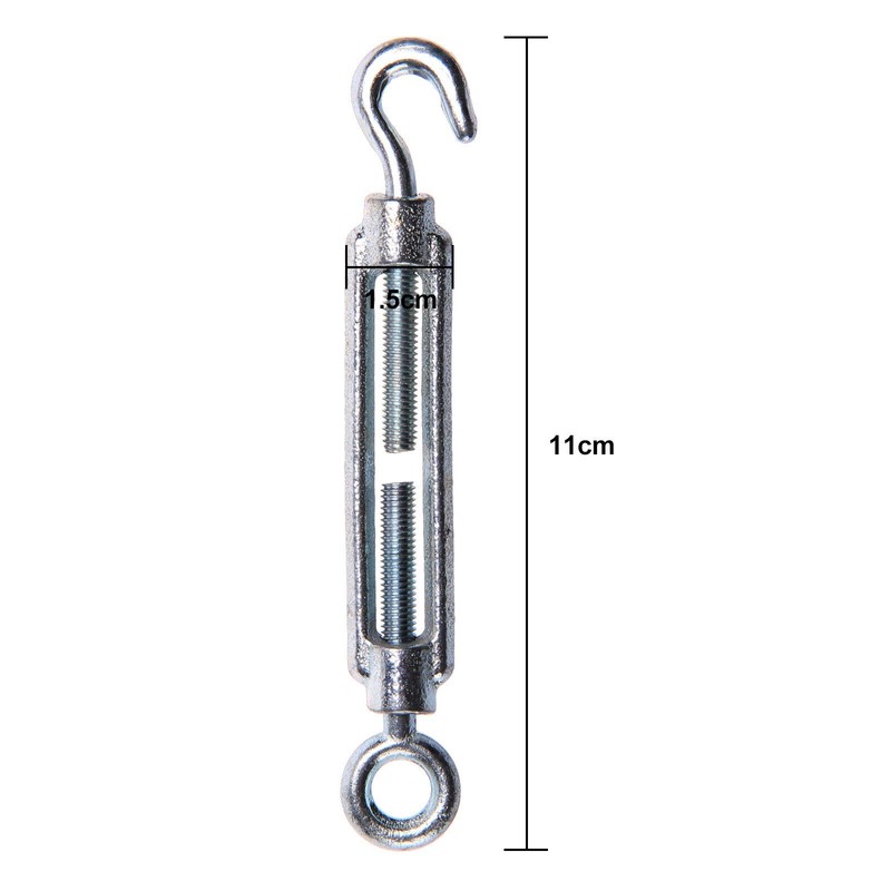 10 x Heavy Duty Galvanised Turnbuckle Strainer M5 Hook Eye
