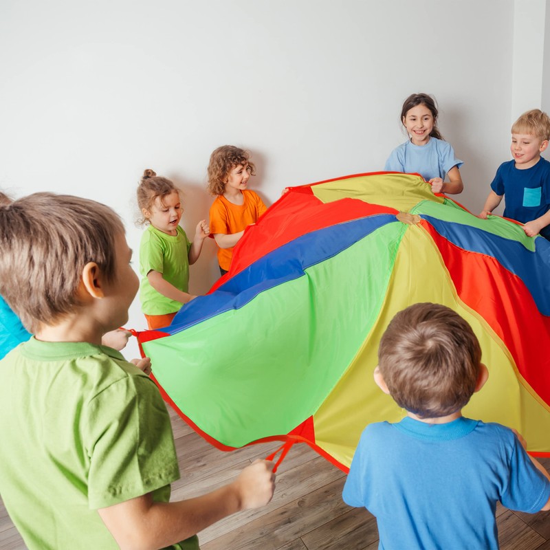 Relaxdays Children's Swing Cloth, Diameter 2 m, 8 Handles, Rainbow