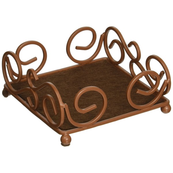 Thirstystone Square Scroll Brown Wrought Iron Coaster Holder for Thirstystone 4-Inch Square Travertine