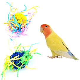 Bohue Fiesta Ball Stuffers Parrot Chews Parrot Chewing Foraging Toys Pet Bite Chewing Ball Colorful Bird Chewing Ball for Small Parrots Love Birds Cockatiels Conures (2)