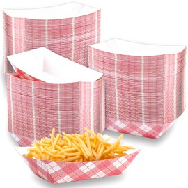 PLMMOUT 200 PCS Paper Food Trays,3 Lb Disposable Food Boats,Heavy Duty Serving Boats for Concession Food Serving,Grease Resistant Nacho Trays,Hot Dog Trays for Nachos Fries Cheese Sauce,Pink(3lb)