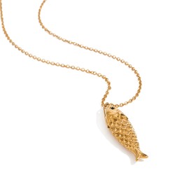 FAMARINE Gold Fish Necklaces for Women Beach Charm Gold Necklace
