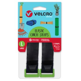 VELCRO Brand Garden Series Elastic Straps | 30 Inch by 1 Inch Stretch Ties | Shed or Garage Organization | Bundle Stakes, Tool Handles, Wrap Fencing, Camping Gear or Supplies, Black 2ct