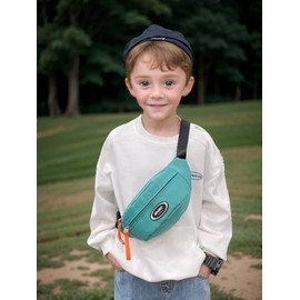 Bum Bag Kids Neck Pouch Girls Boys Shoulder Bag with Dinosaur Pendant, Green, Modern