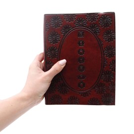 Freak Scene Notizbuch aus Leder Skizzenbuch Tagebuch - Sieben Chakren rotbraun 20 x 15,5 cm