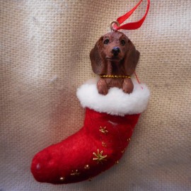 E & S Imports NEW Santa's Little Pals DACHSHUND, RED Ornament from E & S Imports