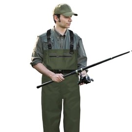 VINPATIO Fishing Waders for Men Women, 2-Ply Nylon/PVC Waterproof Chest Wader with Boots for Duck Hunting & Fly Fishing (Green, M14)
