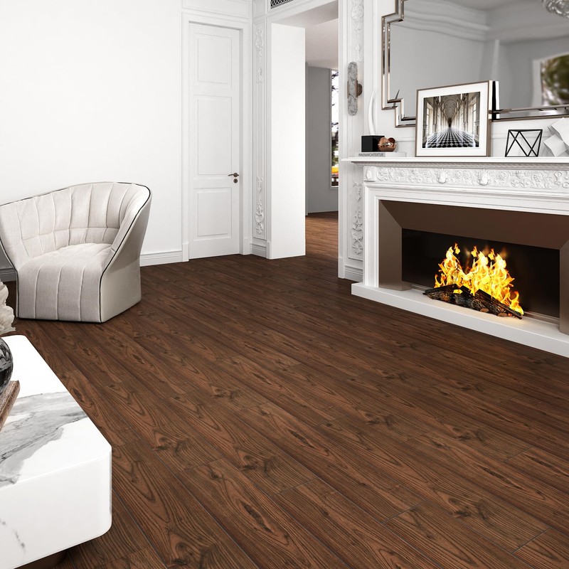 Wallercity Red/Brown Peel and Stick Floor Tile 36''x6'' Waterproof Vinyl