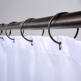 SlipX Solutions Oil-Rubbed Bronze Simple Slide Shower Curtain Rings Provide Effortless Gliding on Standard Shower Rods (Rust Resistant, Snap Closure, Set of 12)