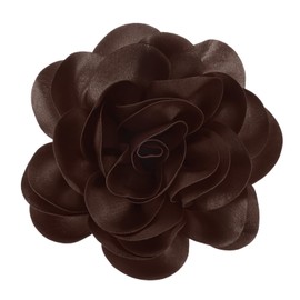 M METERXITY Extra Large Rose Flower Brooches, 7.87 Inch Lapel Pins Dainty Satin Fabric Big Camellia Oversized Brooch Pin for Women Wedding/Dance/Clothes/Accessories/Party [20cm, Coffee]