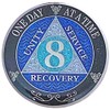 (Years 1-50) 8 Year AA Recovery Silver Color Plated Glitter