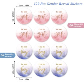 TAMUNI 120 PCS Gender Reveal Stickers - Adorable Team Boy and Team Girl Stickers for Baby's Gender Reveal - Perfect for Baby Showers and Voting Games