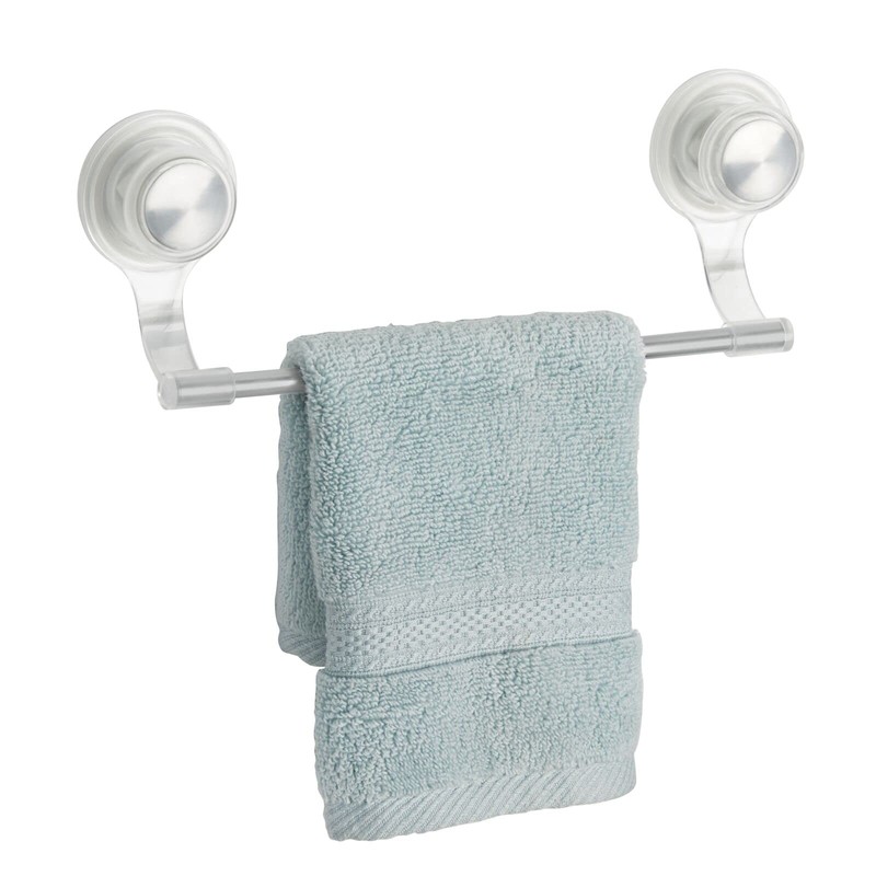 mDesign Strong Suction Wall Mount Plastic/Metal Wash Cloth Hand Towel